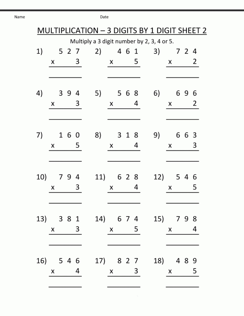 4Th Grade Multiplication Worksheets - Best Coloring Pages for Multiplication Worksheets 3 Digit By 1 Digit