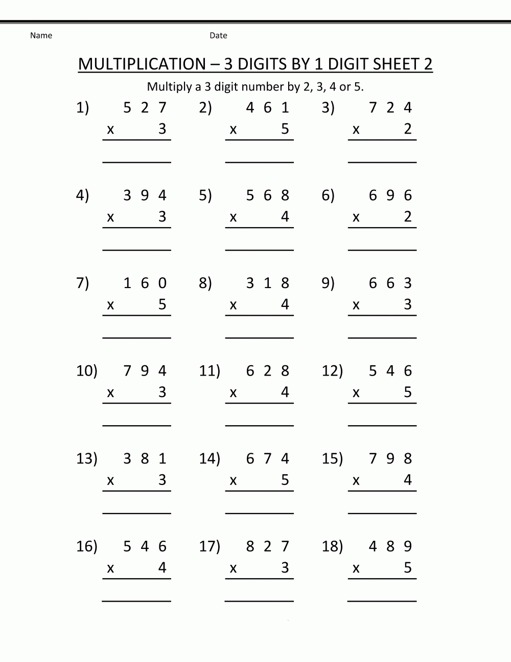 4Th Grade Multiplication Worksheets - Best Coloring Pages for Multiplication Worksheets 3 Digit By 1 Digit