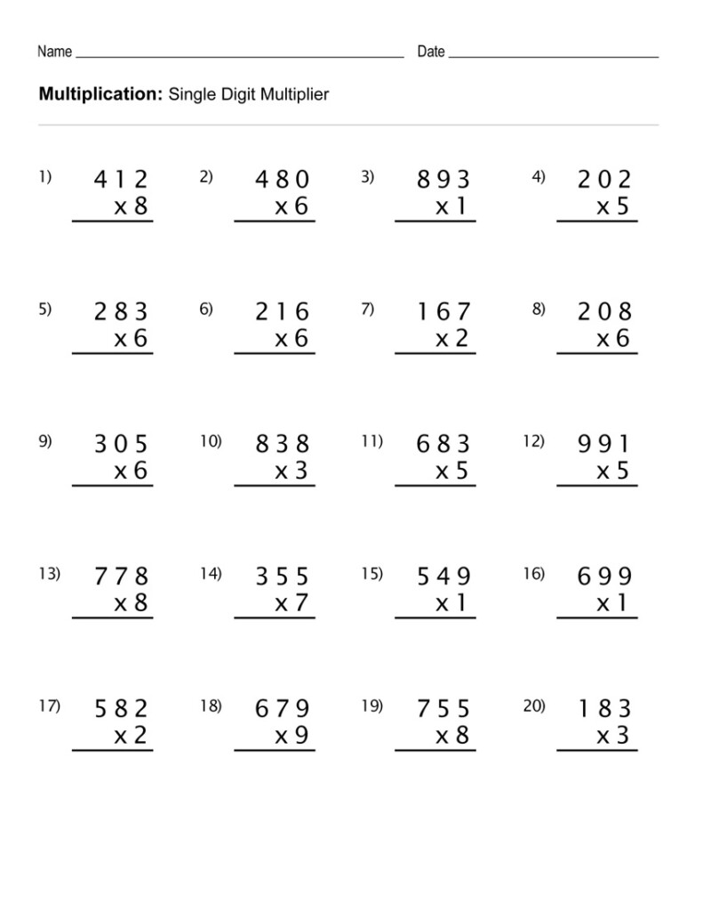 4Th Grade Multiplication Worksheets   Best Coloring Pages Inside Multiplication Worksheets 3 Digit By 2 Digit