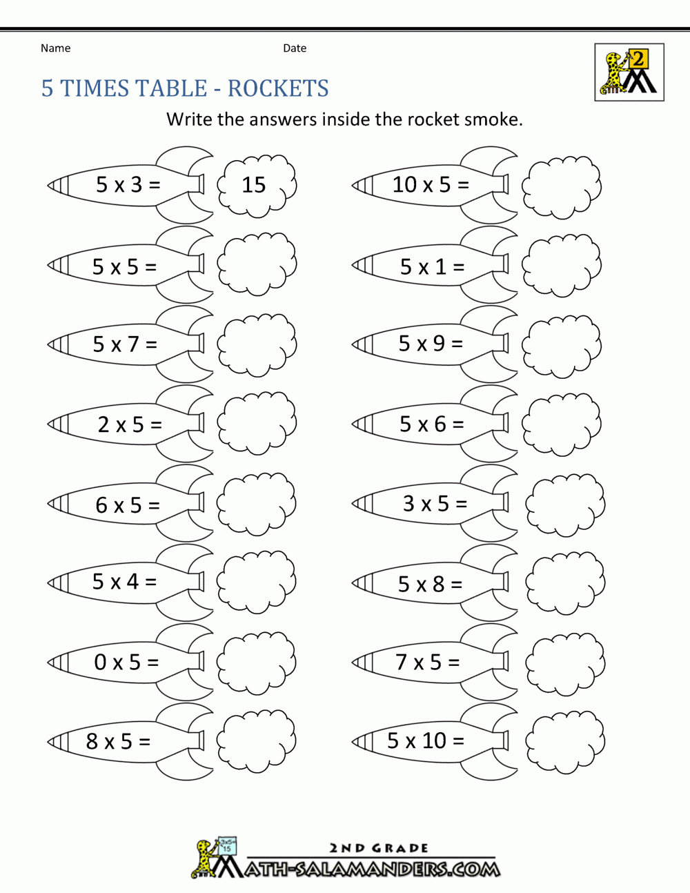 5 Times Table pertaining to Printable Multiplication Table 5