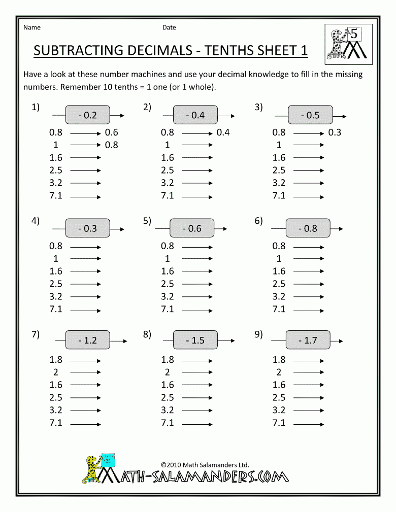 Multiplication Sheets For 5th Graders