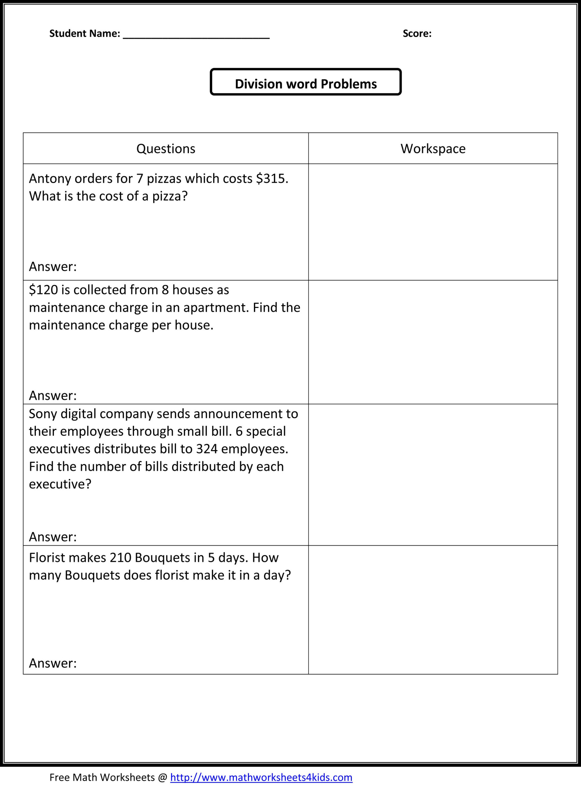  Worksheets Multiplication And Division Word Problems PrintableMultiplication