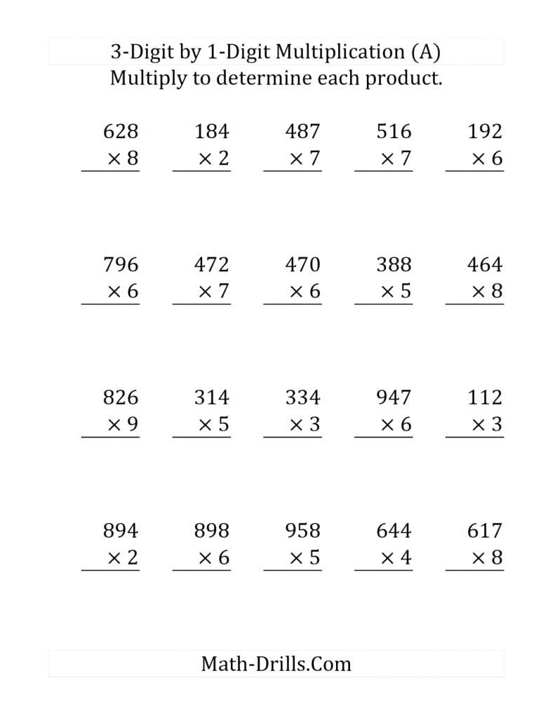 5Th Grade Multiplication Worksheets #3Digitmultiplication pertaining to Printable Multiplication Worksheets 4Th Grade