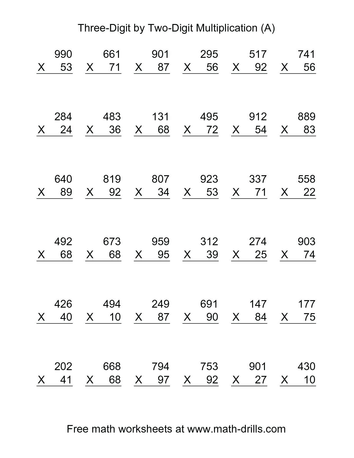 5Th Grade Multiplication Worksheets For Printable with regard to Multiplication Worksheets Double Digit