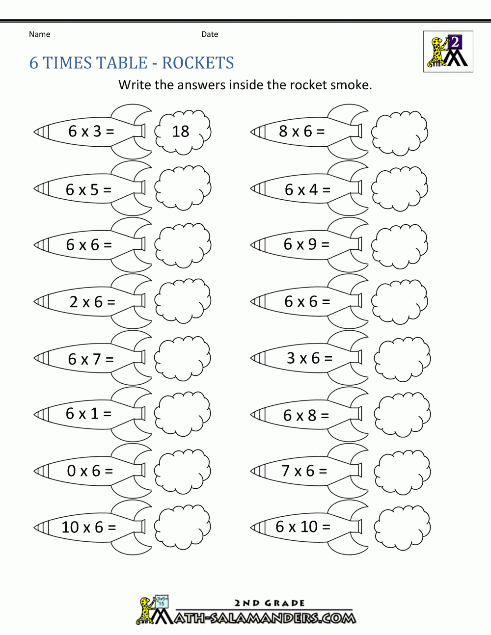 6 Times Table with regard to Printable Multiplication Table 6