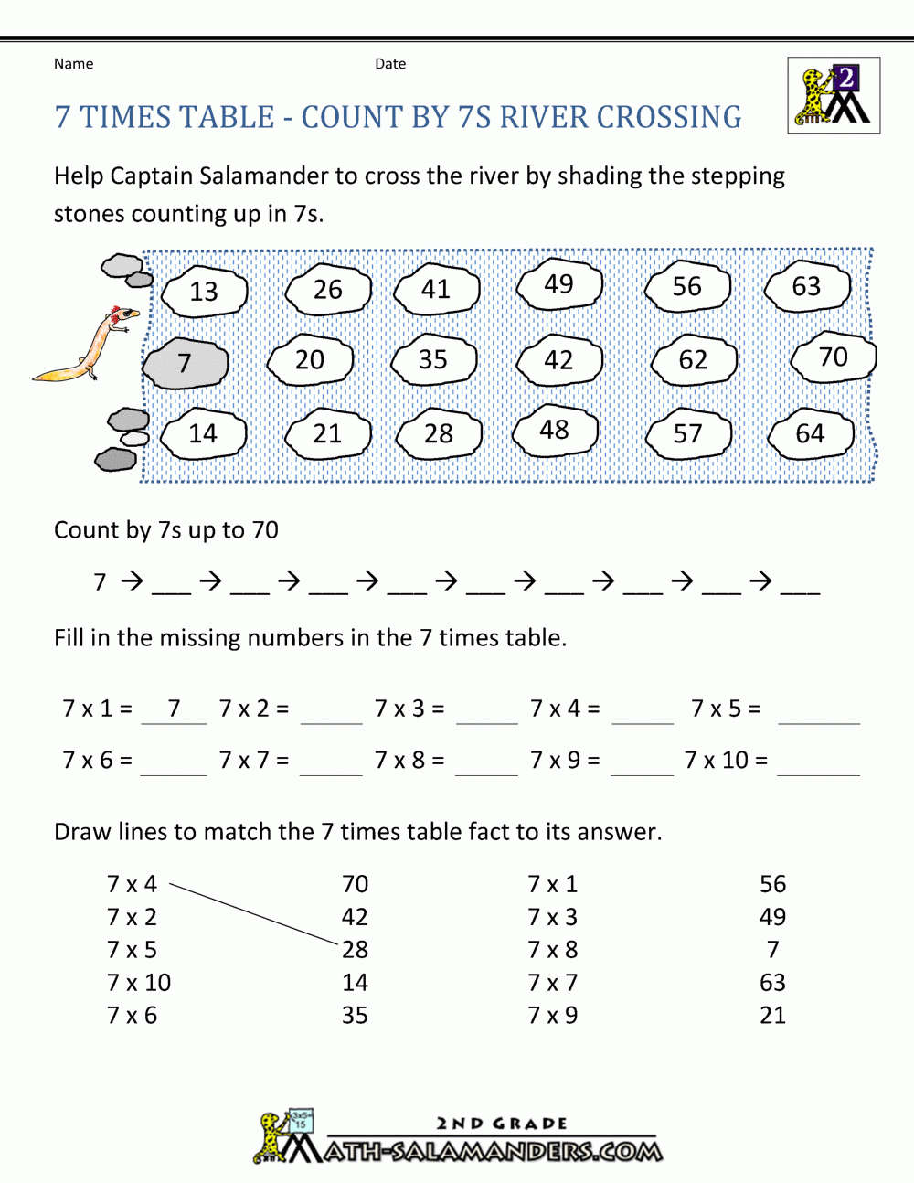 7 Times Table throughout Multiplication Worksheets 7 Tables