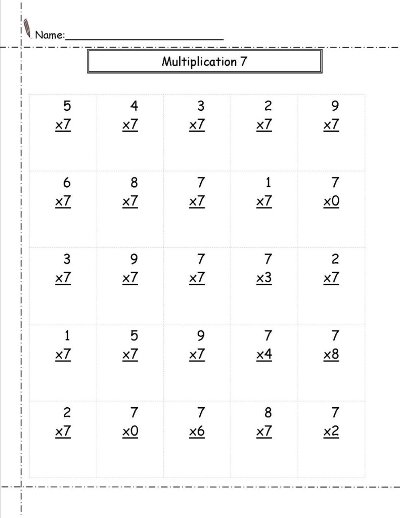 7 Times Table Worksheet Practice | Printable Math Worksheet Within Multiplication 7 Printable