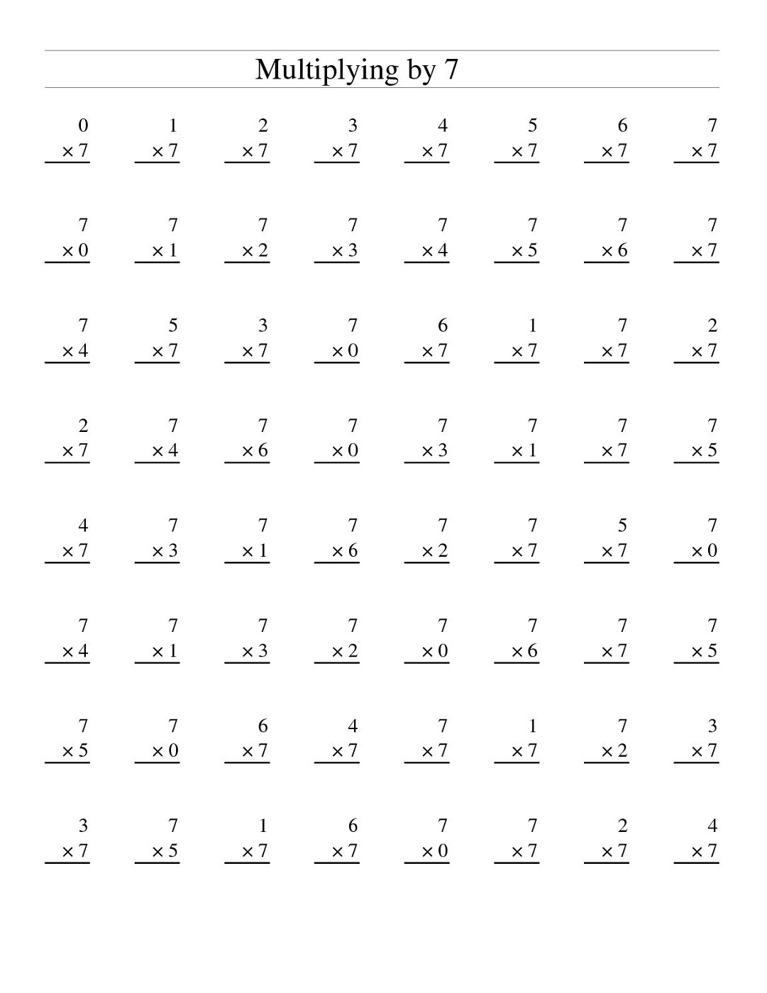 7 Times Table Worksheets | Printable Shelter in Multiplication Worksheets 7 Tables 7 Times Table Worksheets | Printable Shelter in Multiplication Worksheets 7 Tables