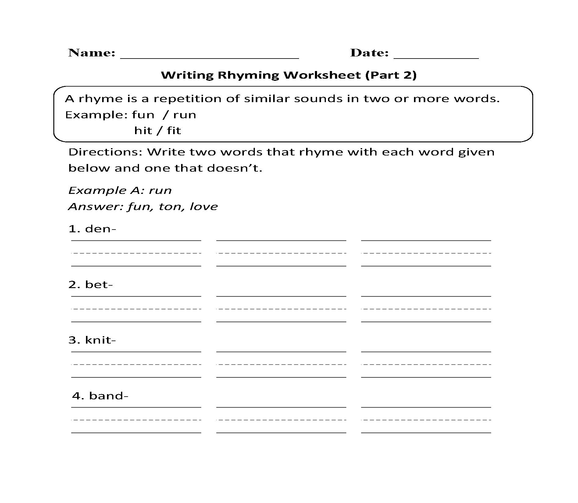 7 Worksheets Rhyming Words _Ot 2 Fun Pound Words S Sight throughout Printable Multiplication Rhymes