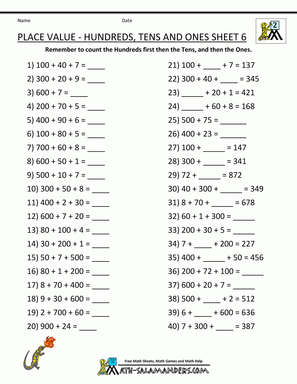 Activities Place Value | Printable Math Worksheets Place throughout Worksheets Multiplication Grade 6
