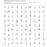 Addition Subtraction Multiplication And Division Math Facts Inside Worksheets Multiplication And Division