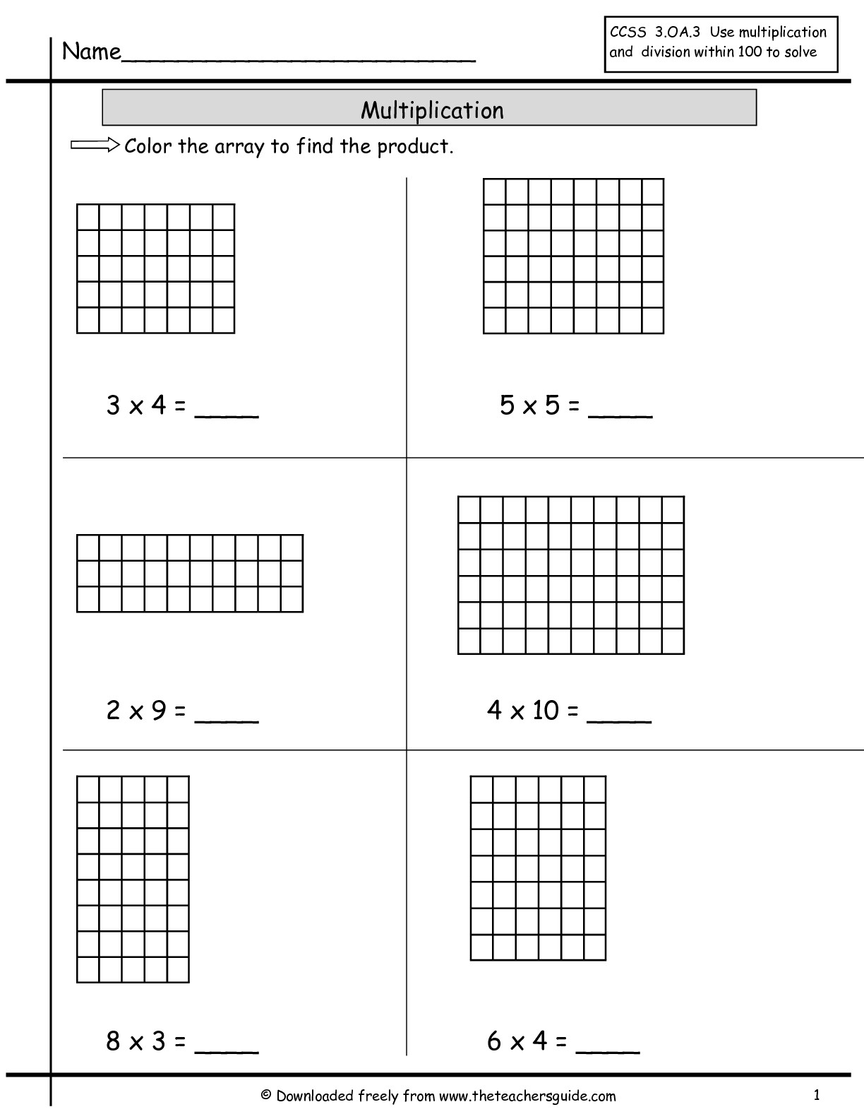 Array Multiplication Worksheets &amp; Multiplication Worksheets inside Worksheets Multiplication Using Arrays