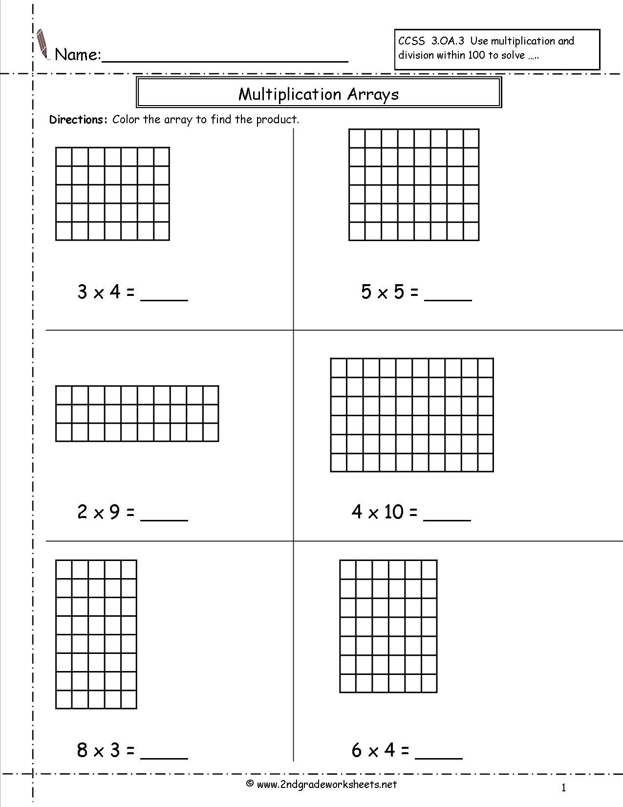 Arrays Worksheets | Multiplication Arrays Worksheets | Array in Multiplication Worksheets Using Area Model