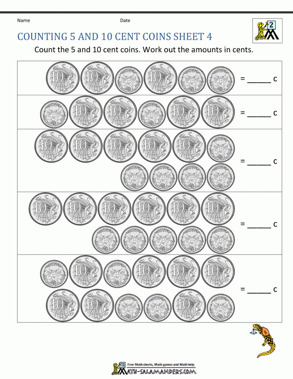 Australian Money Worksheets - Math Salamanders throughout Multiplication Worksheets Year 4 Australia