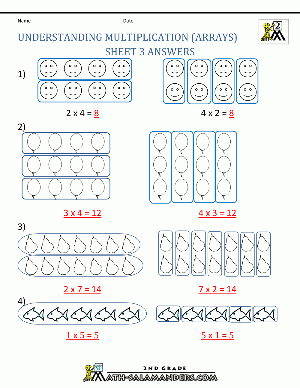 Beginning Multiplication Worksheets inside Worksheets Multiplication Using Arrays