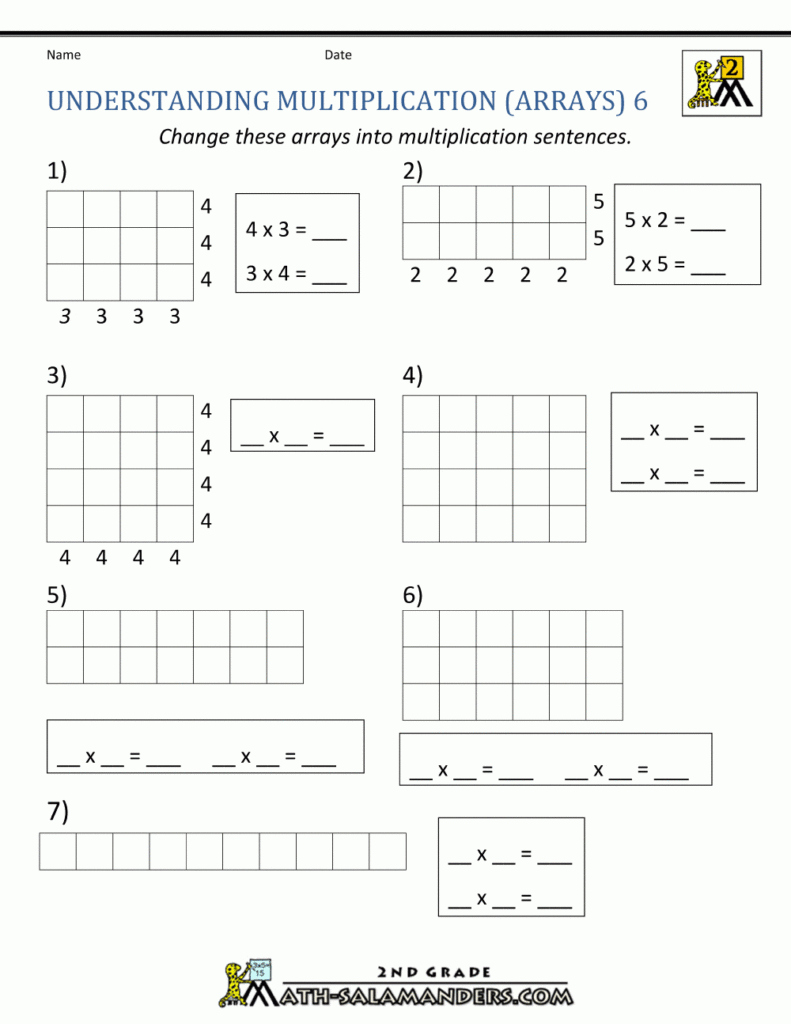 Beginning Multiplication Worksheets With Worksheets Multiplication Using Arrays