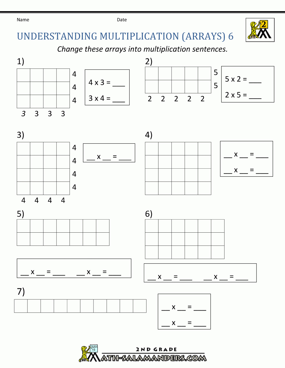 Beginning Multiplication Worksheets with Worksheets Multiplication Using Arrays