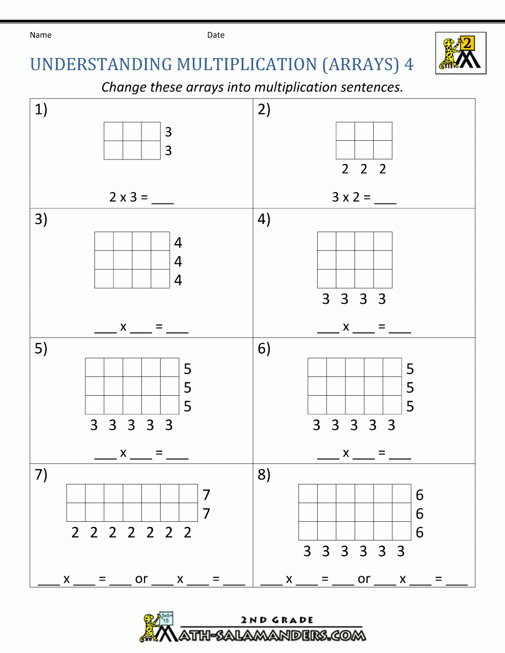 Beginning Multiplication Worksheets within Worksheets Multiplication Arrays