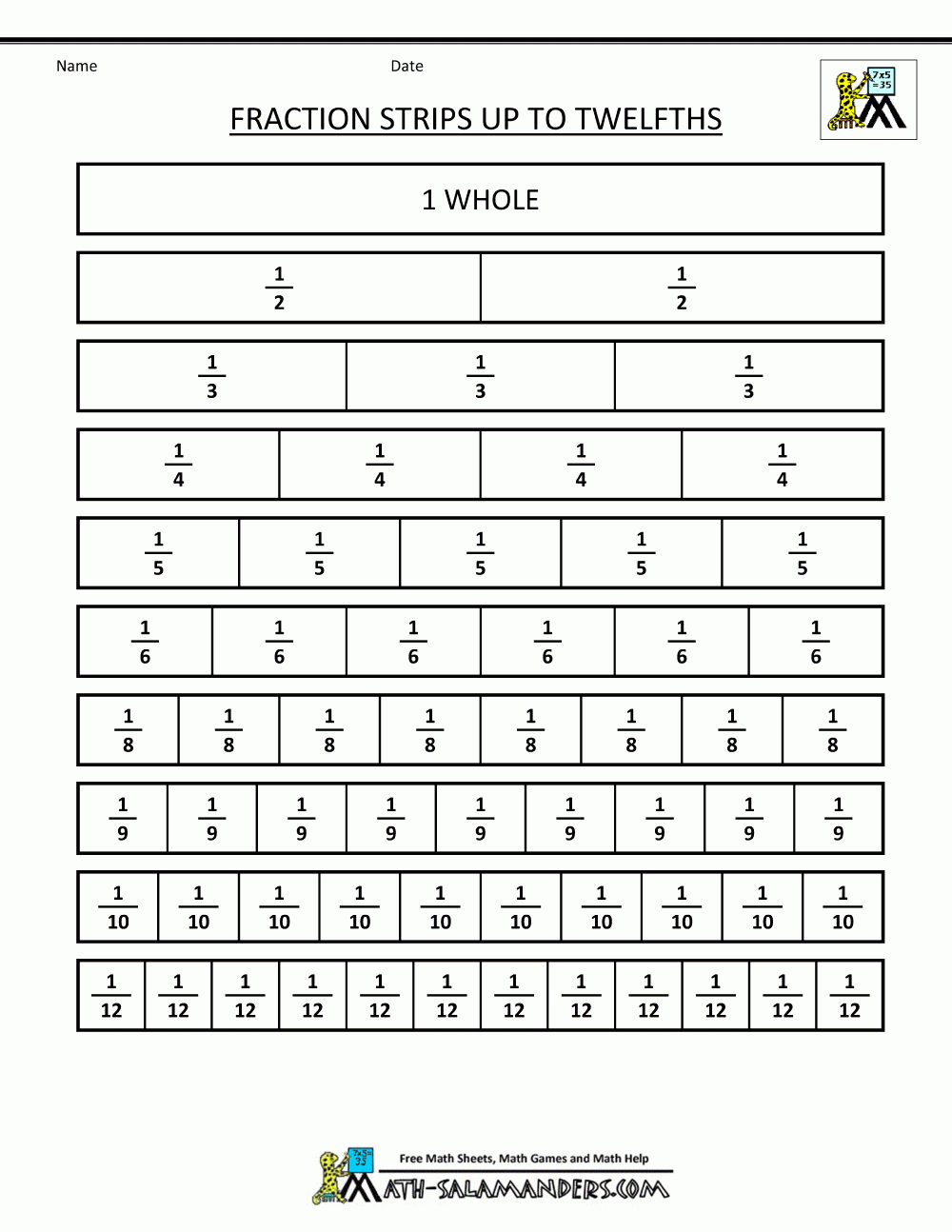 Best Fraction Strips Printable | Weaver Website intended for Printable Multiplication Strips Best Fraction Strips Printable | Weaver Website intended for Printable Multiplication Strips