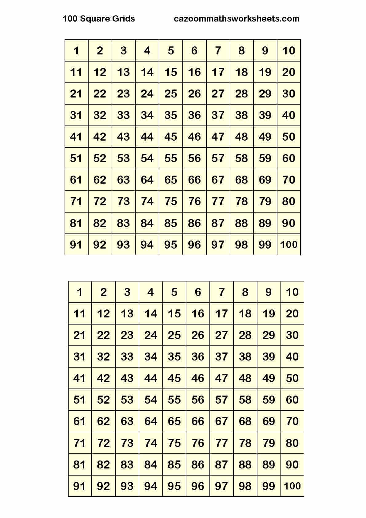 Cazoom Maths Worksheets - Number Resources, Math Worksheets pertaining to Printable Multiplication Chart 4 Per Page