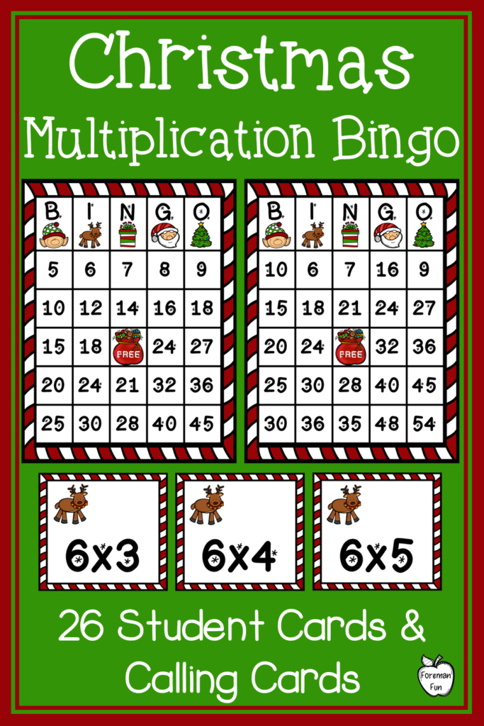Christmas Multiplication Bingo ~ Class Party Game ~ Grades 3 Inside Printable Multiplication Bingo Calling Cards