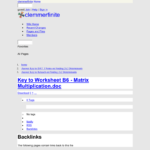 Clemmerfinite - Key To Worksheet B6 - Matrix Multiplication for Multiplication Worksheets Doc