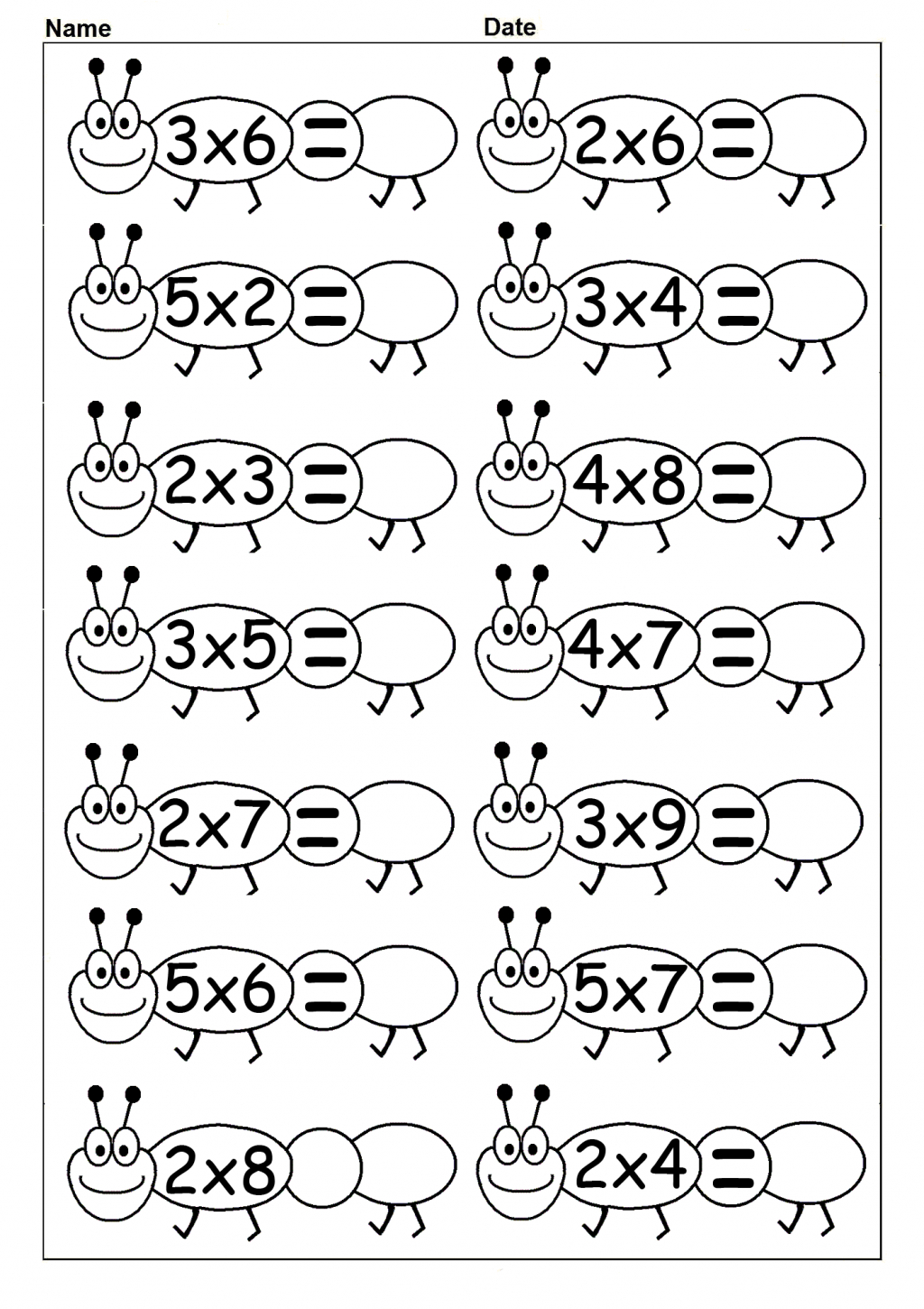 Worksheets About Multiplication | Printable Multiplication Flash Cards