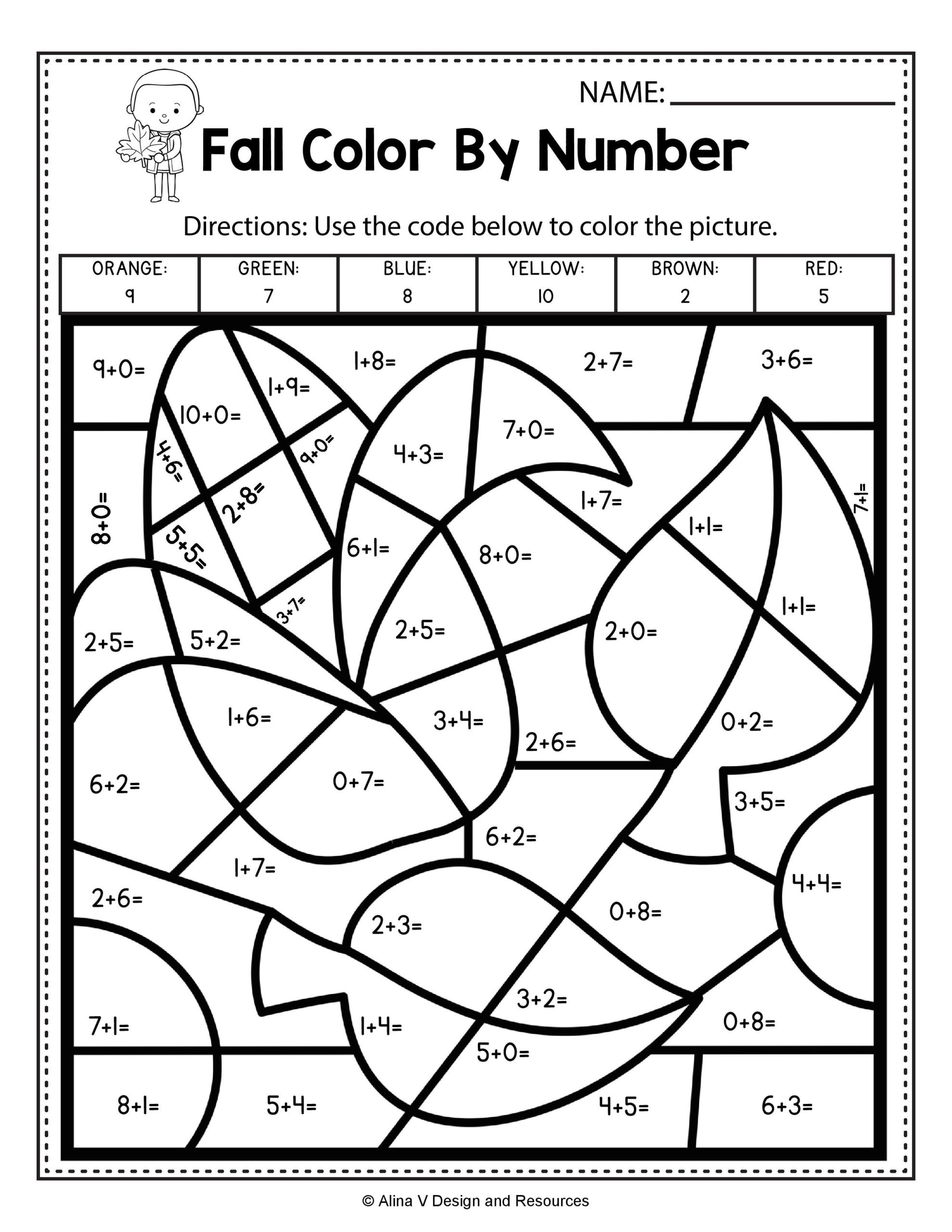 Coloring Pages : Fall Colornumber Addition Math throughout Printable Multiplication Worksheets Color By Number