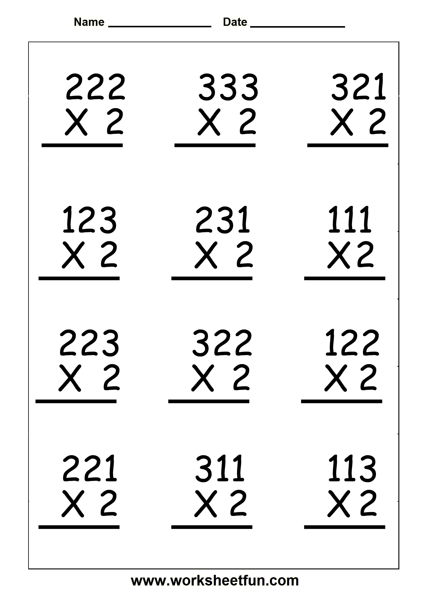 Double And Triple Digit Multiplication Worksheets Pdf