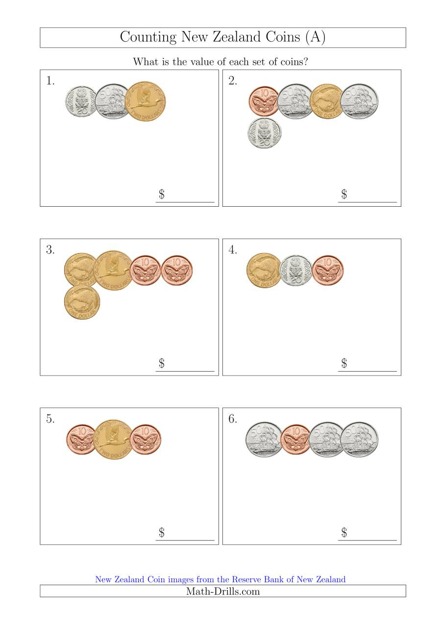 Counting Small Collections Of New Zealand Coins (A) with regard to Multiplication Worksheets Nz