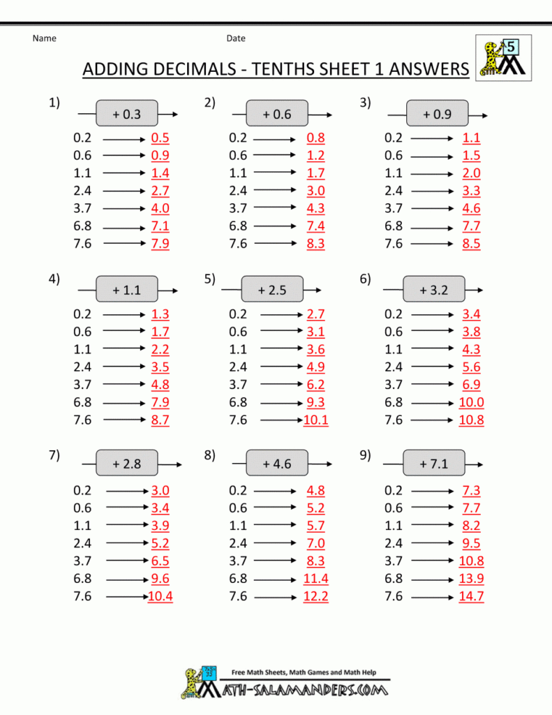Decimal Math Worksheets Addition In Multiplication Worksheets Year 5 Pdf