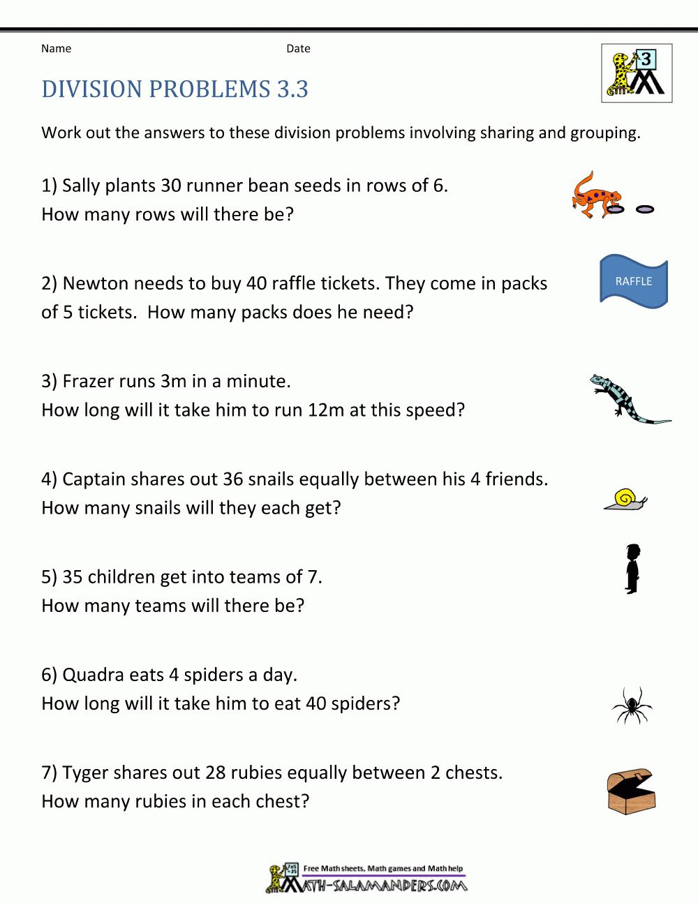 Division Worksheets Grade 3 for Printable Multiplication And Division Word Problems