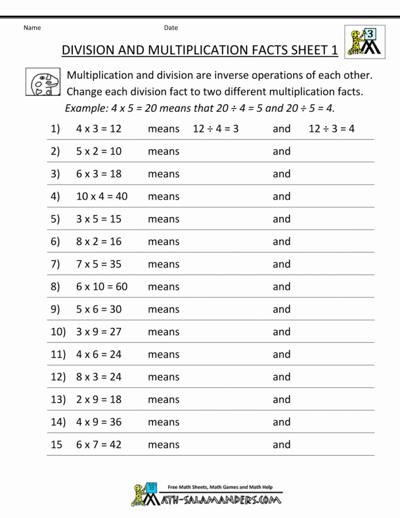 Division Worksheets Grade 3 - Globalexotica inside Printable Multiplication And Division Worksheets For 3Rd Grade