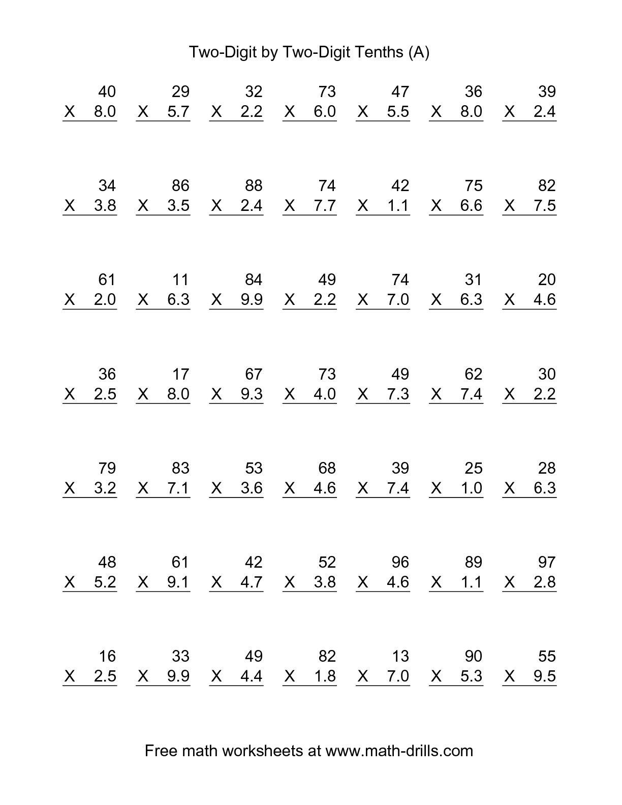 Double Digit Multiplication Worksheets – Mreichert Kids inside Multiplication Worksheets Double Digit