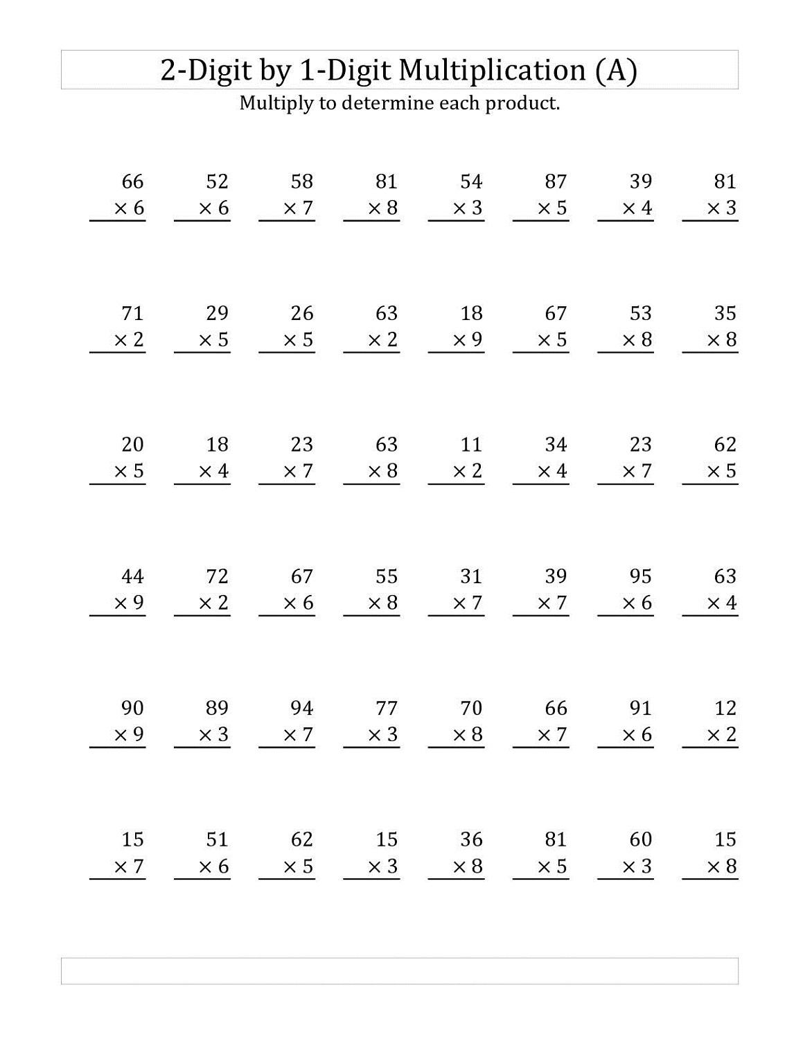 Double Digit Multiplication Worksheets – Mreichert Kids intended for Worksheets In Multiplication For Grade 5