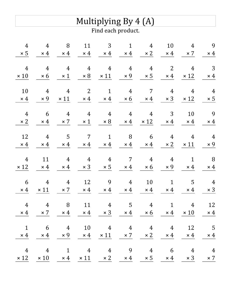 Easy 4 Times Table Worksheets | Activity Shelter intended for Multiplication 4 Printable