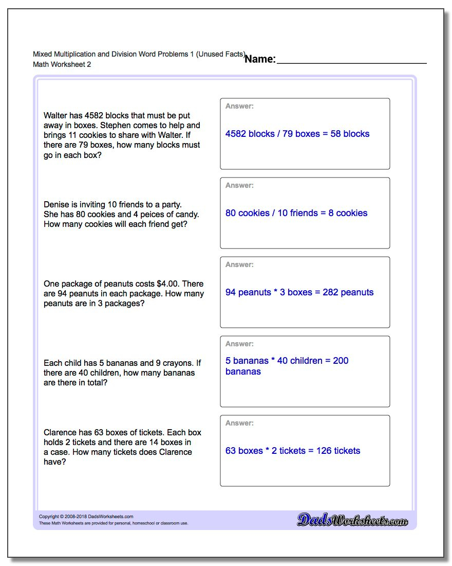 Extra Facts Multiplication And Division Word Problems intended for Worksheets Multiplication And Division Word Problems