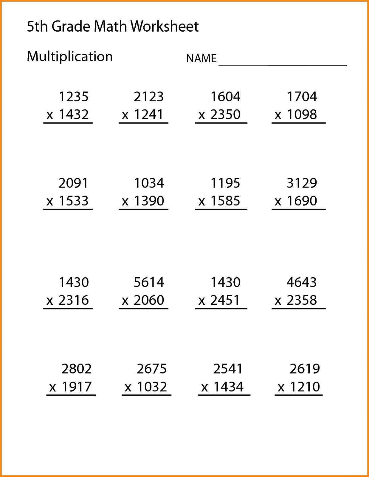 Fifth Grade Math Worksheets | Printable Shelter pertaining to Multiplication Worksheets 5Th Grade
