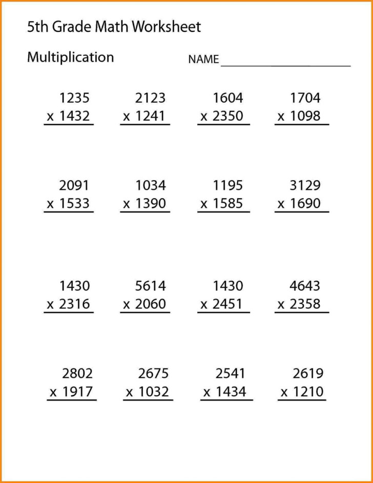 Printable Multiplication Problems For 5Th Grade