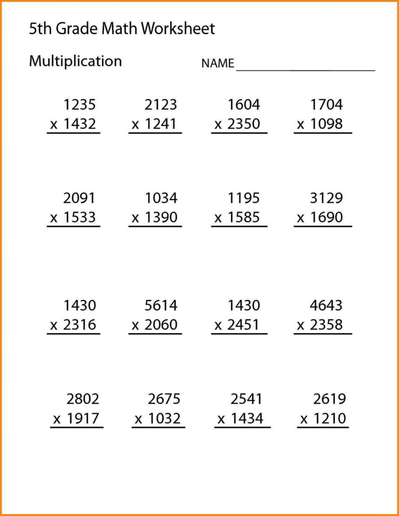 Fifth Grade Math Worksheets | Printable Shelter within Printable Multiplication Problems For 5Th Grade