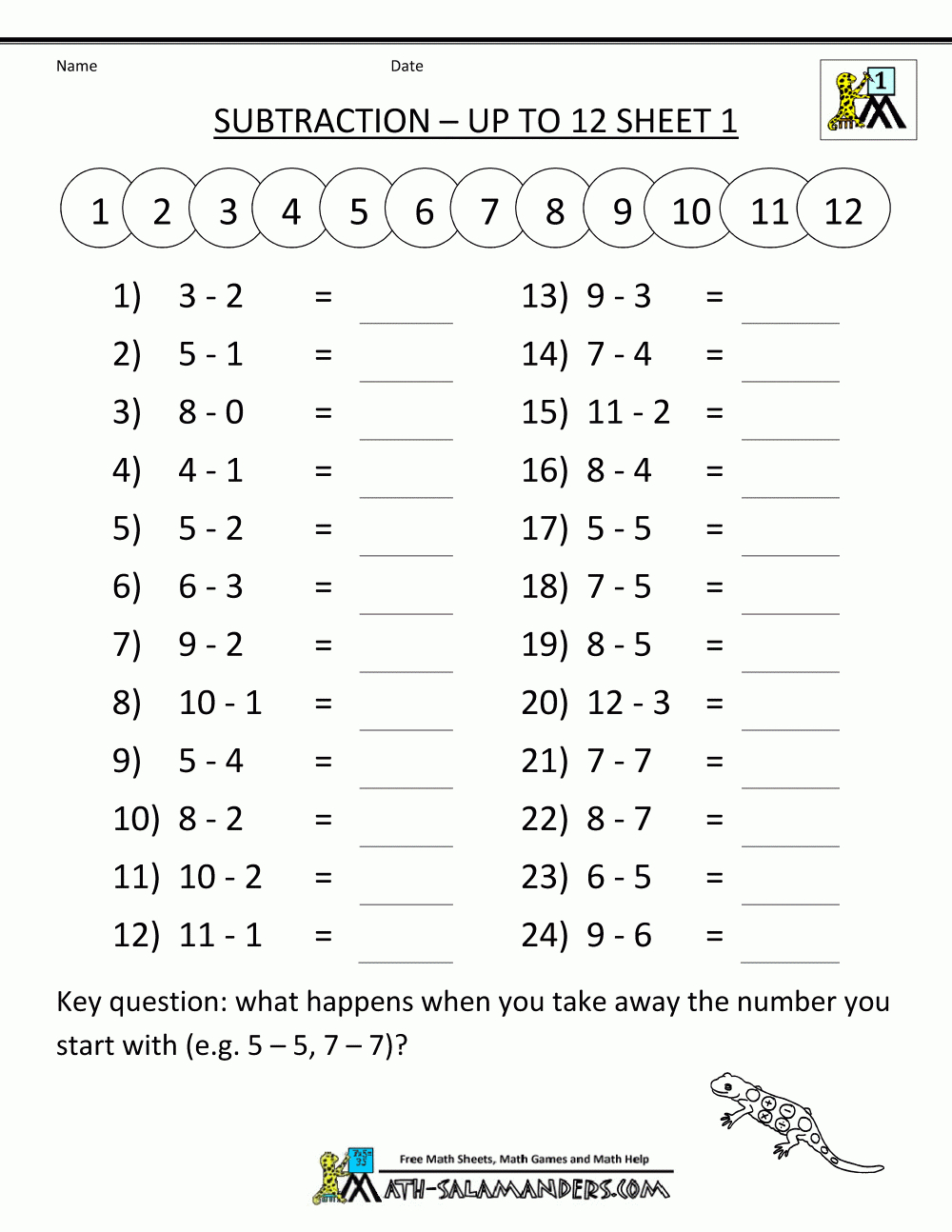 First-Grade-Math-Worksheets-Mental-Subtraction-To-12-1.gif for Multiplication Worksheets Nz