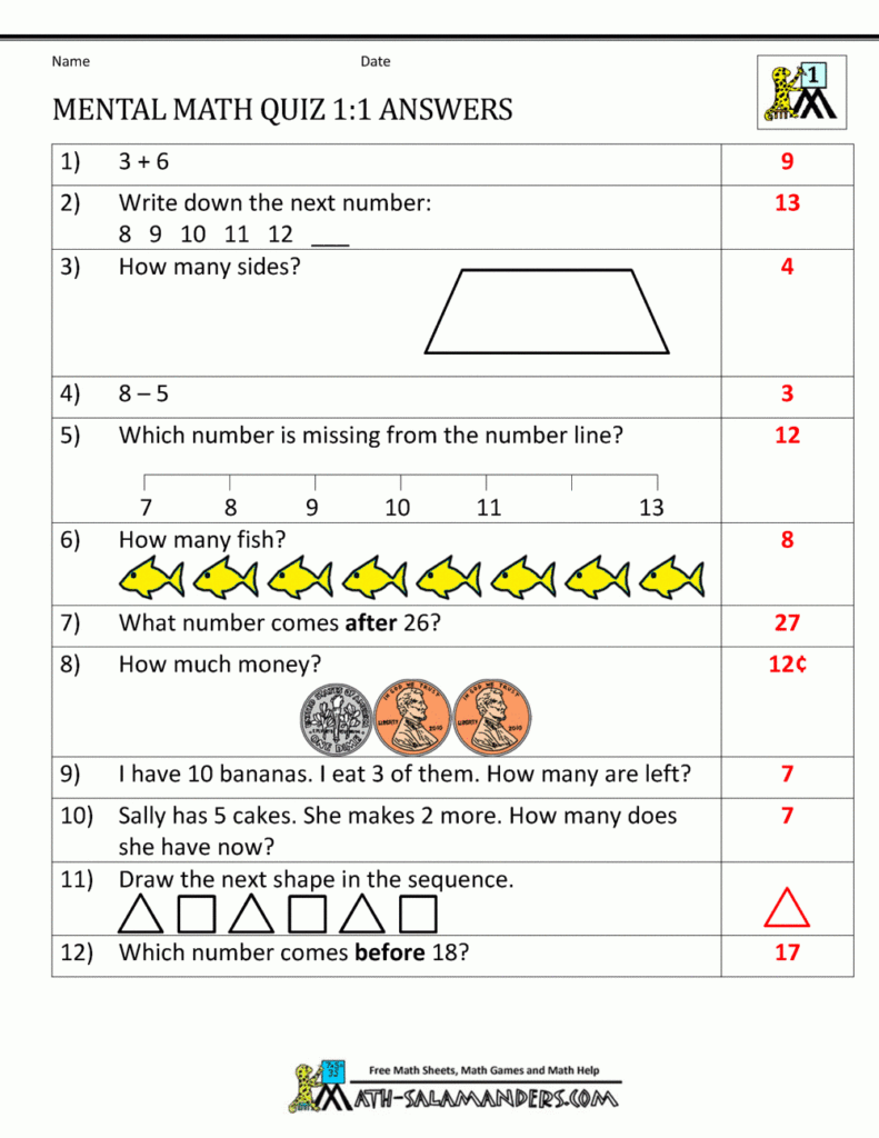 First Grade Mental Math Worksheets In 1's Multiplication Worksheets First Grade Mental Math Worksheets In 1's Multiplication Worksheets