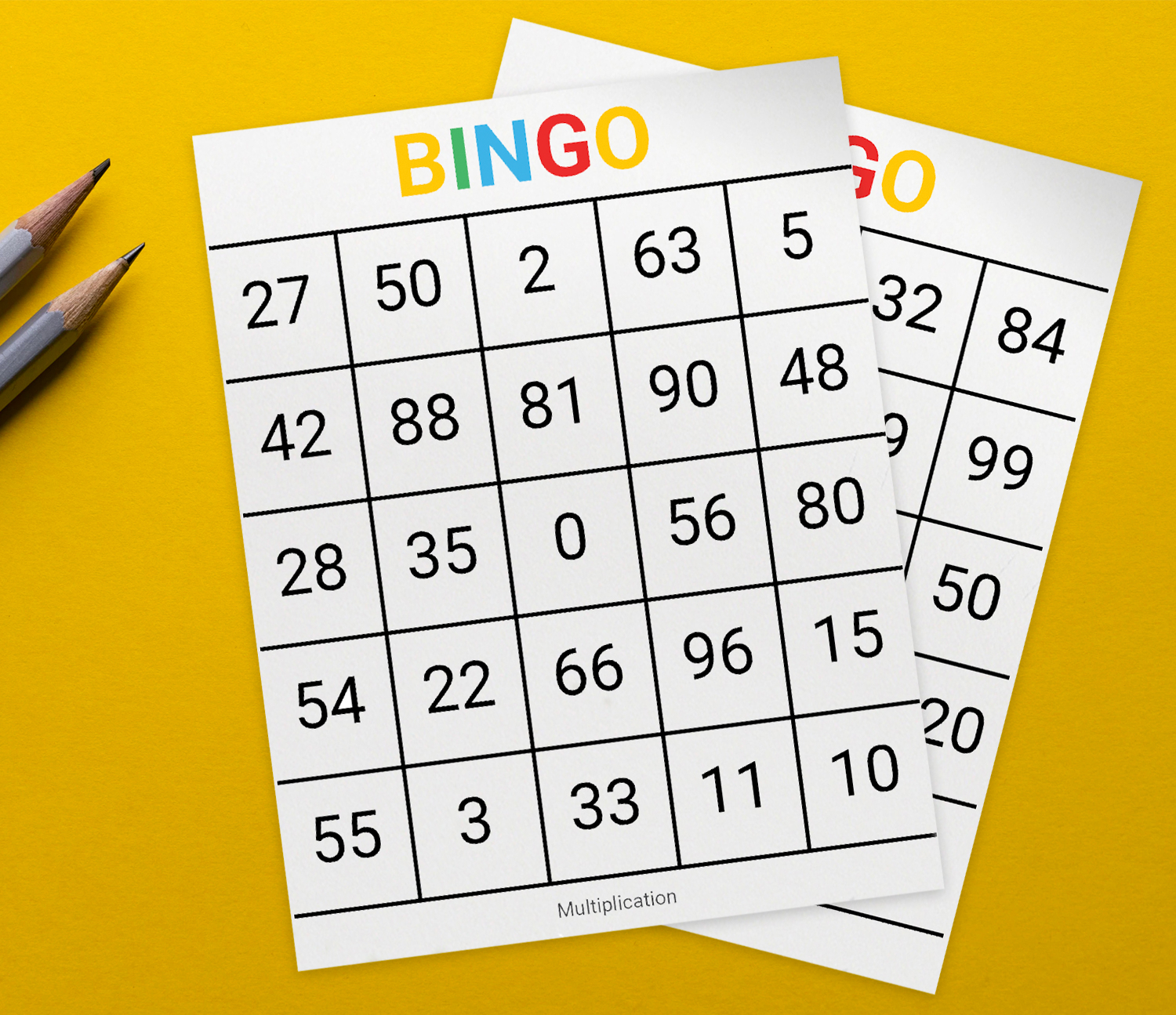 Flash Card Resources - Upsparks in Printable Multiplication Bingo Calling Cards