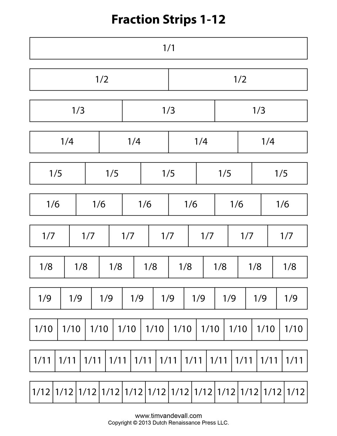 Fraction Strip Template | Math Printables, Free Math throughout Printable Multiplication Strips