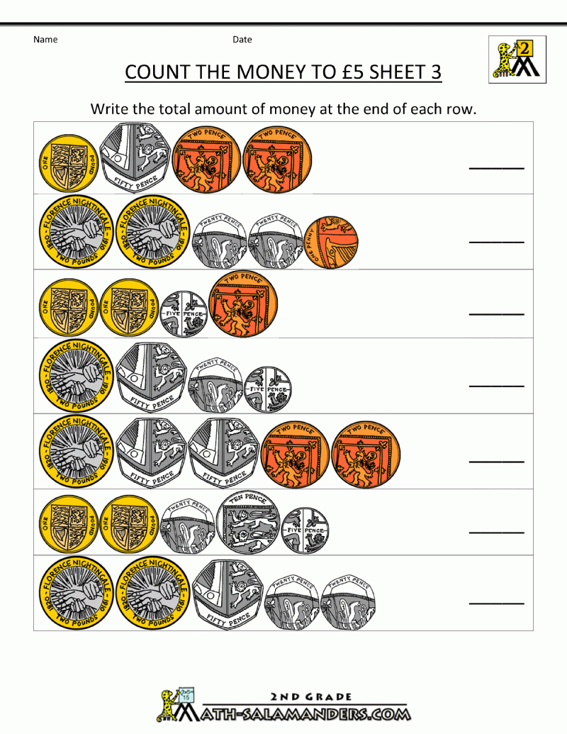 Free-Counting-Money-Worksheets-Uk-Count-The-Money-To-5 for Printable Multiplication Worksheets Uk