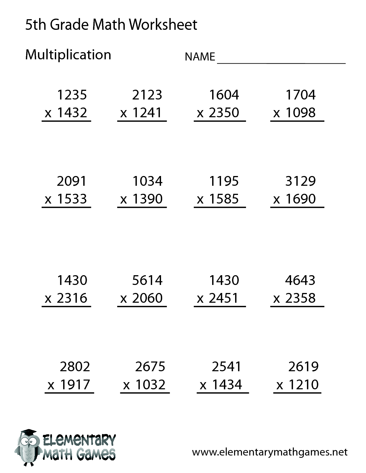 Free Math Worksheets For 5Th Grade | 5Th Grade Math inside Worksheets In Multiplication For Grade 5