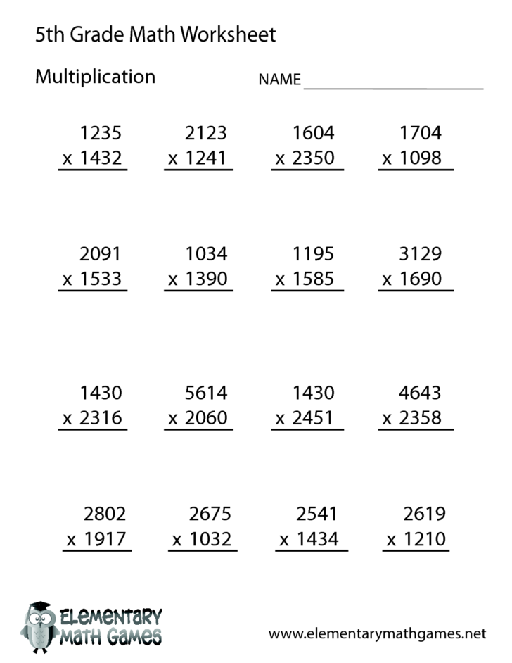 Multiplication Worksheets 5Th Grade