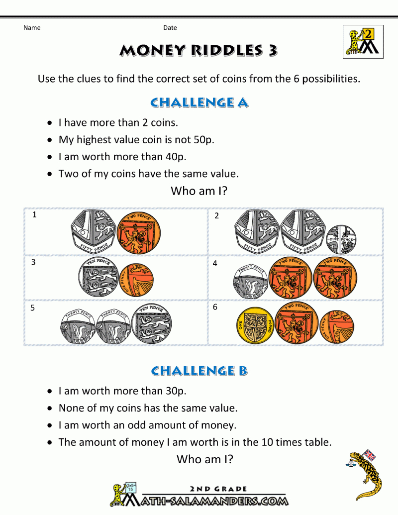 Free Maths Worksheets Uk Money Riddles 3 | Money Math, Money pertaining to Printable Multiplication Worksheets Uk