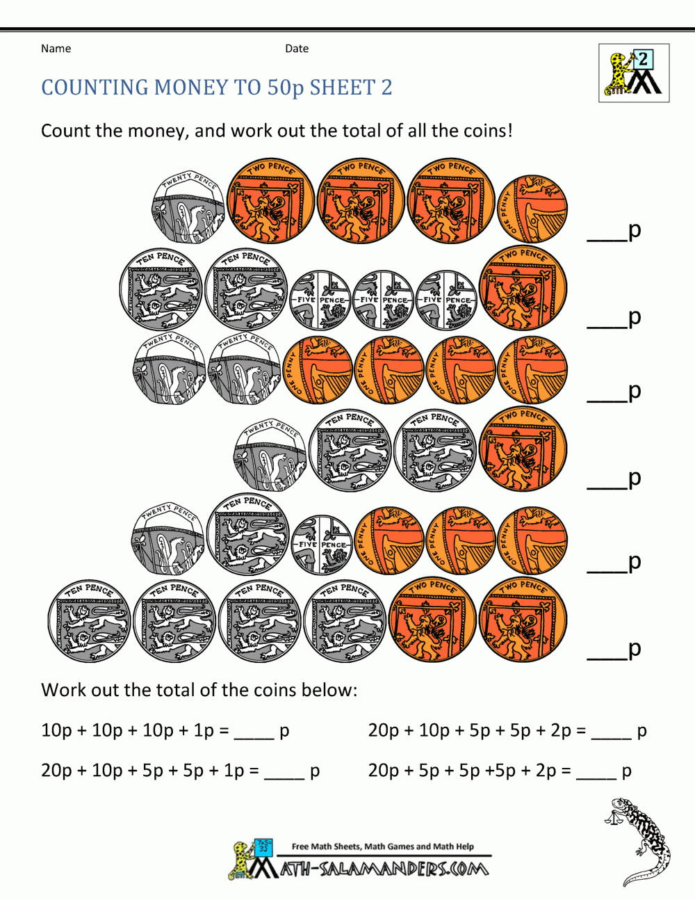 Free Money Worksheets Uk Coins for Multiplication Worksheets Uk
