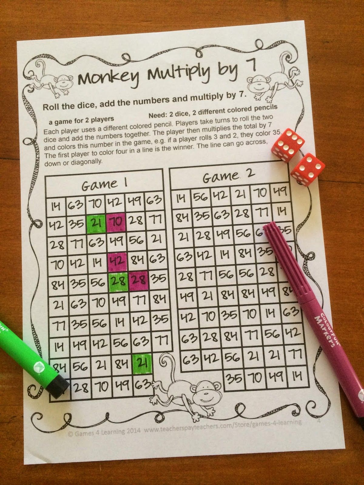 Multiplication Games Worksheets Ks2